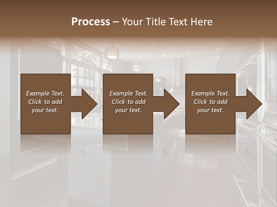 A Modern Kitchen With Stainless Steel Appliances And A Large Window PowerPoint Template