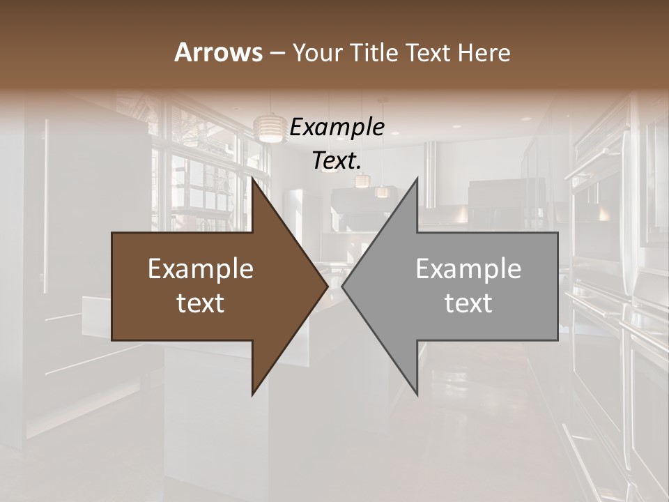 A Modern Kitchen With Stainless Steel Appliances And A Large Window PowerPoint Template