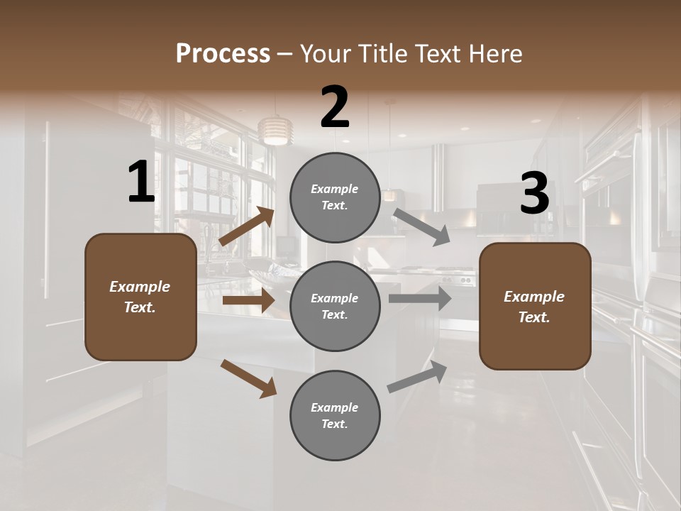 A Modern Kitchen With Stainless Steel Appliances And A Large Window PowerPoint Template