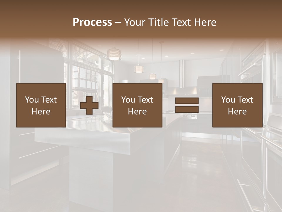 A Modern Kitchen With Stainless Steel Appliances And A Large Window PowerPoint Template