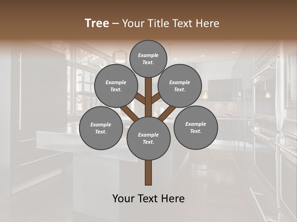 A Modern Kitchen With Stainless Steel Appliances And A Large Window PowerPoint Template