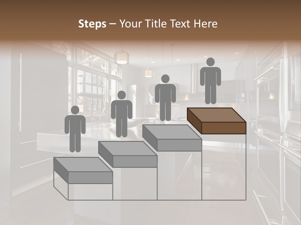 A Modern Kitchen With Stainless Steel Appliances And A Large Window PowerPoint Template