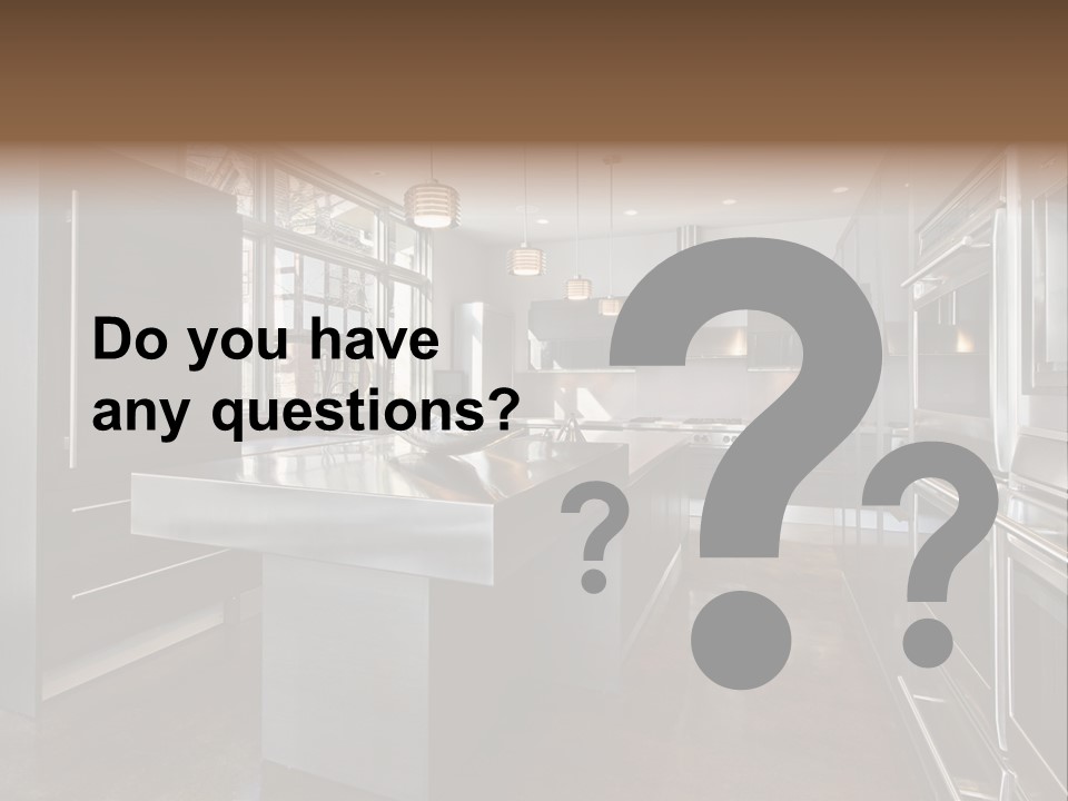 A Modern Kitchen With Stainless Steel Appliances And A Large Window PowerPoint Template