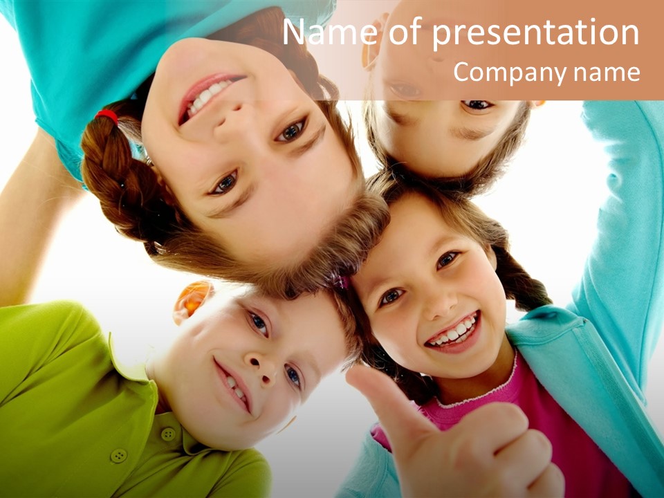 A Group Of Young Children Giving Thumbs Up PowerPoint Template