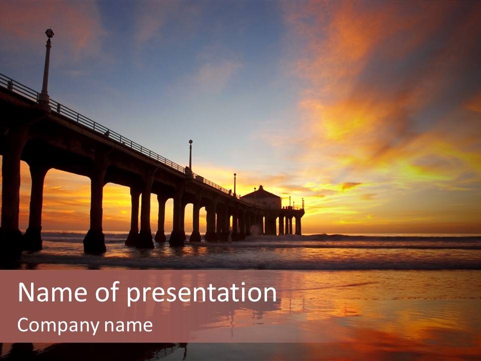 Silhouettes Surf Wharf PowerPoint Template