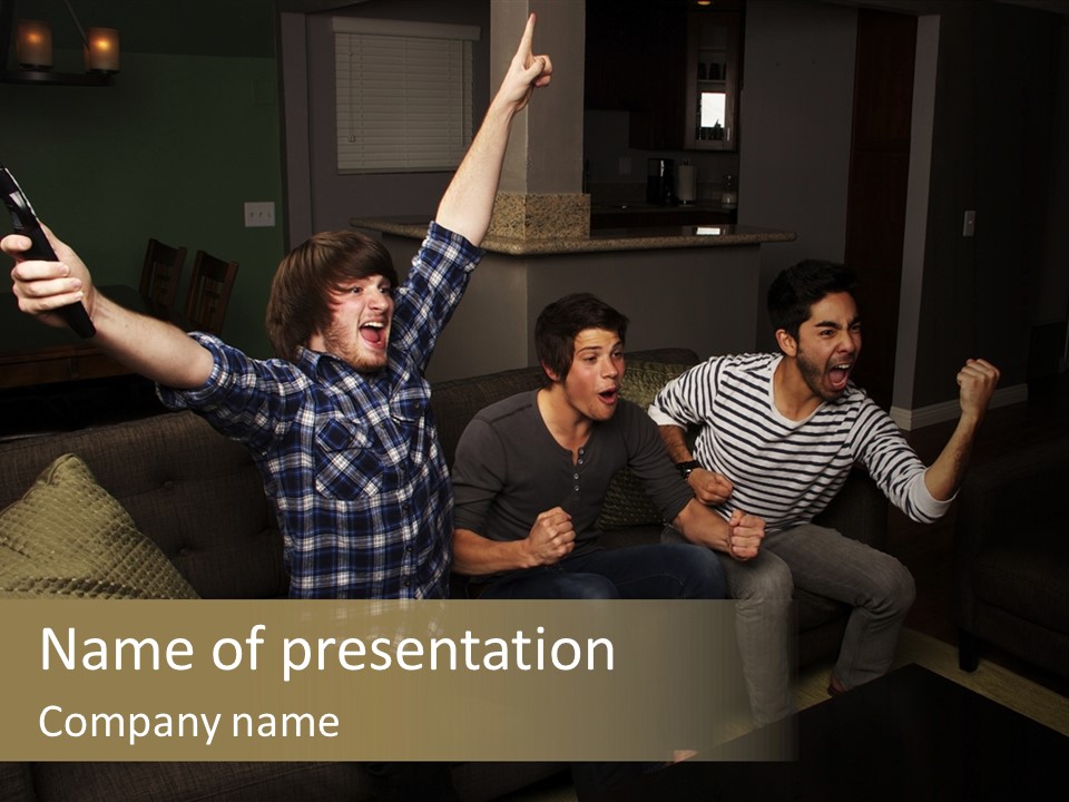 Happy Students Couch PowerPoint Template