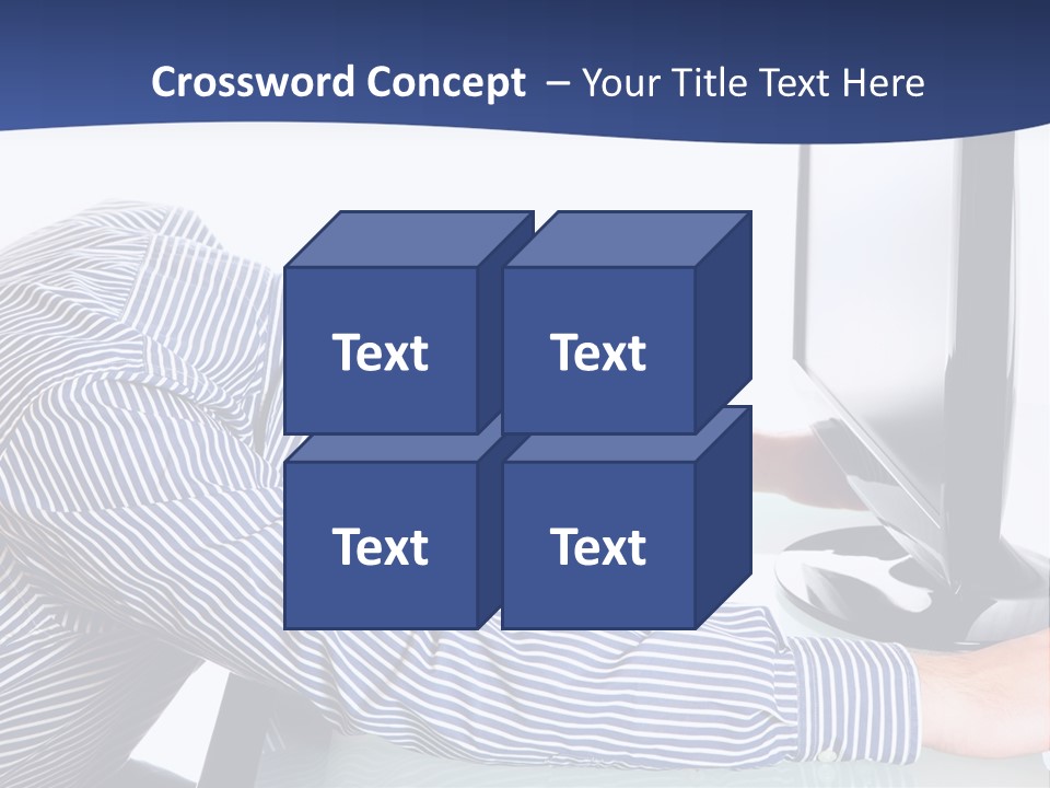 A Man Leaning Over A Computer Monitor With His Head On The Monitor PowerPoint Template