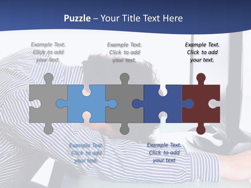 A Man Leaning Over A Computer Monitor With His Head On The Monitor PowerPoint Template
