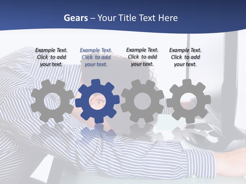 A Man Leaning Over A Computer Monitor With His Head On The Monitor PowerPoint Template