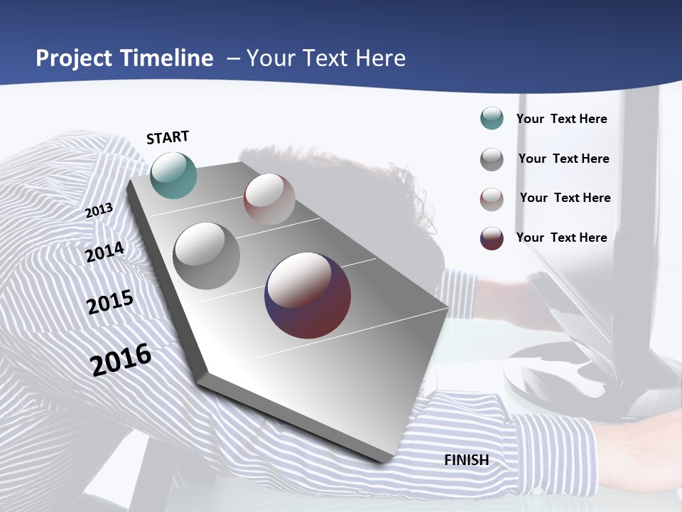 A Man Leaning Over A Computer Monitor With His Head On The Monitor PowerPoint Template