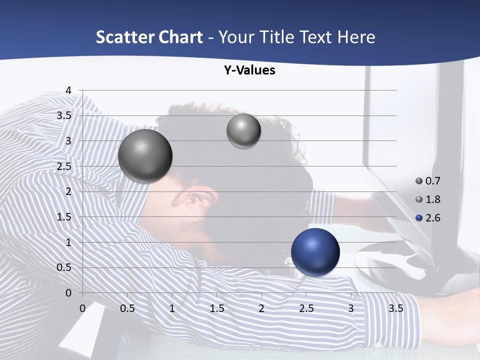 A Man Leaning Over A Computer Monitor With His Head On The Monitor PowerPoint Template