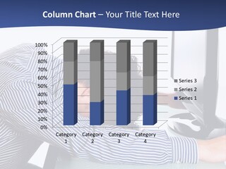 A Man Leaning Over A Computer Monitor With His Head On The Monitor PowerPoint Template