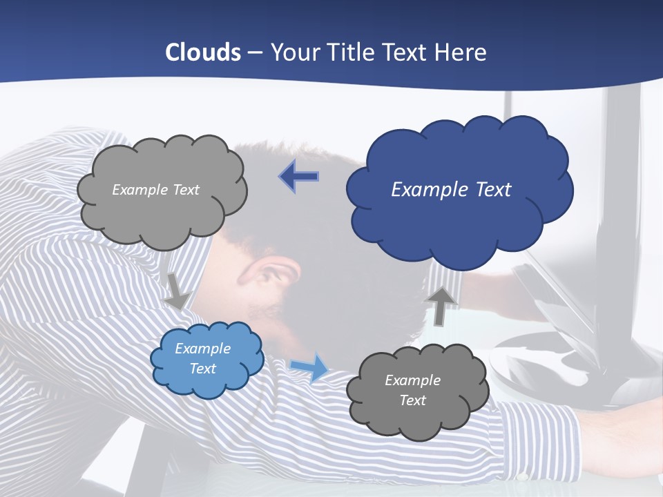 A Man Leaning Over A Computer Monitor With His Head On The Monitor PowerPoint Template