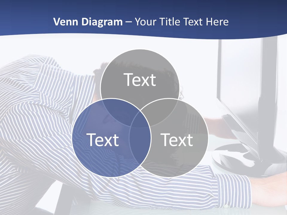 A Man Leaning Over A Computer Monitor With His Head On The Monitor PowerPoint Template