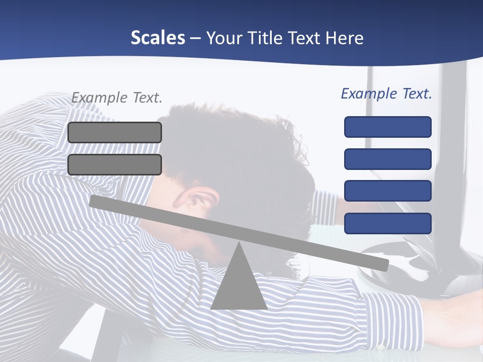 A Man Leaning Over A Computer Monitor With His Head On The Monitor PowerPoint Template