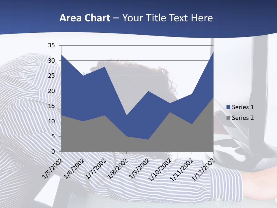 A Man Leaning Over A Computer Monitor With His Head On The Monitor PowerPoint Template