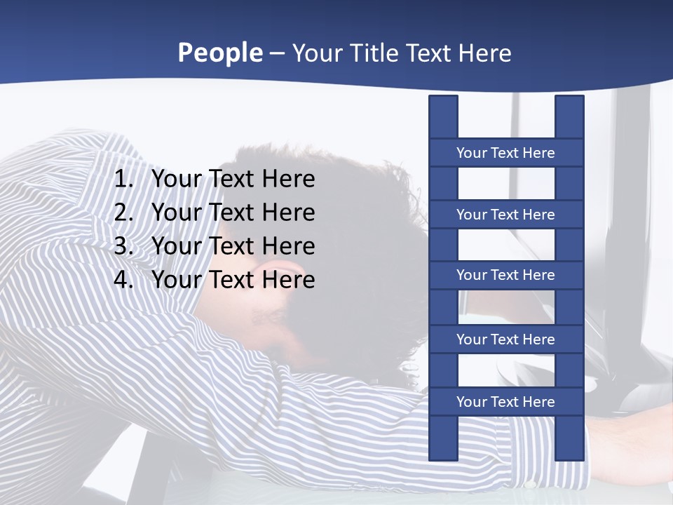 A Man Leaning Over A Computer Monitor With His Head On The Monitor PowerPoint Template