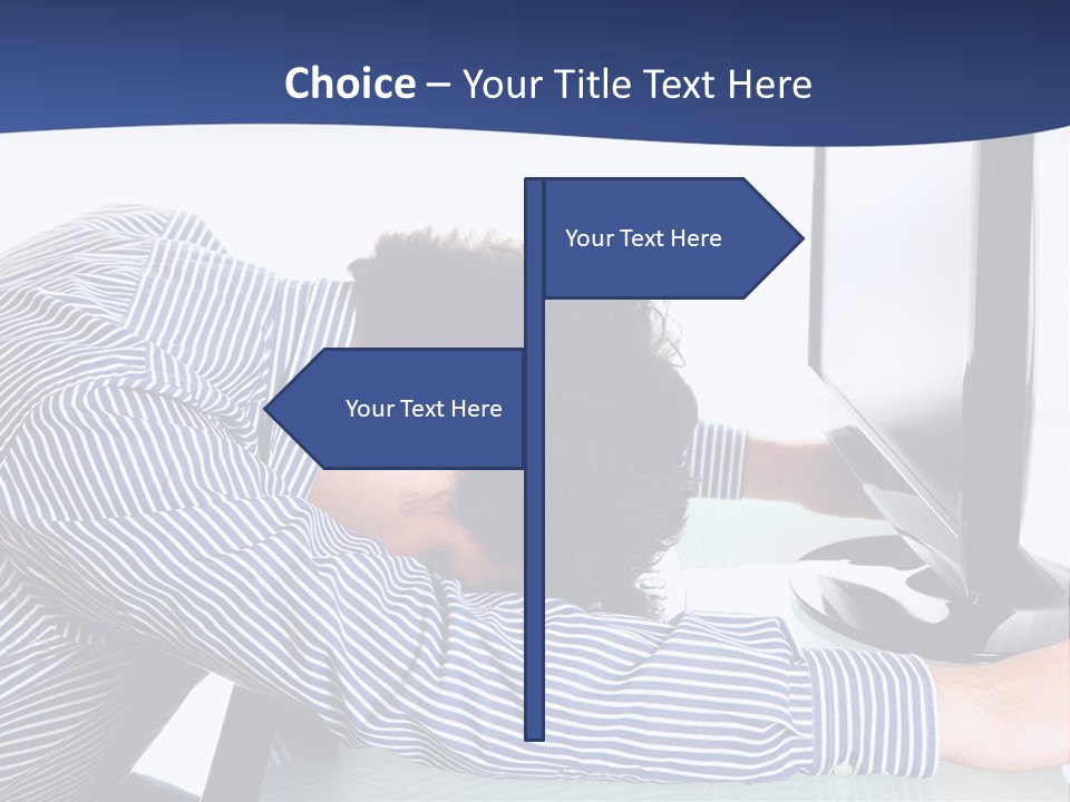 A Man Leaning Over A Computer Monitor With His Head On The Monitor PowerPoint Template