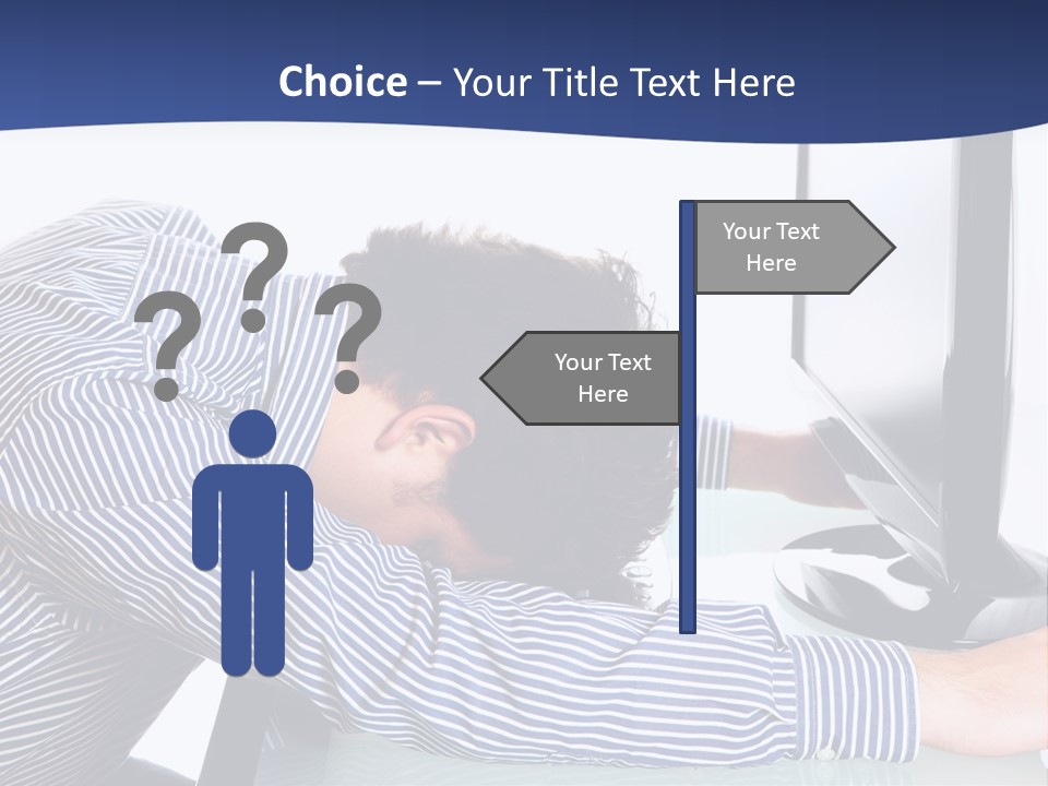 A Man Leaning Over A Computer Monitor With His Head On The Monitor PowerPoint Template