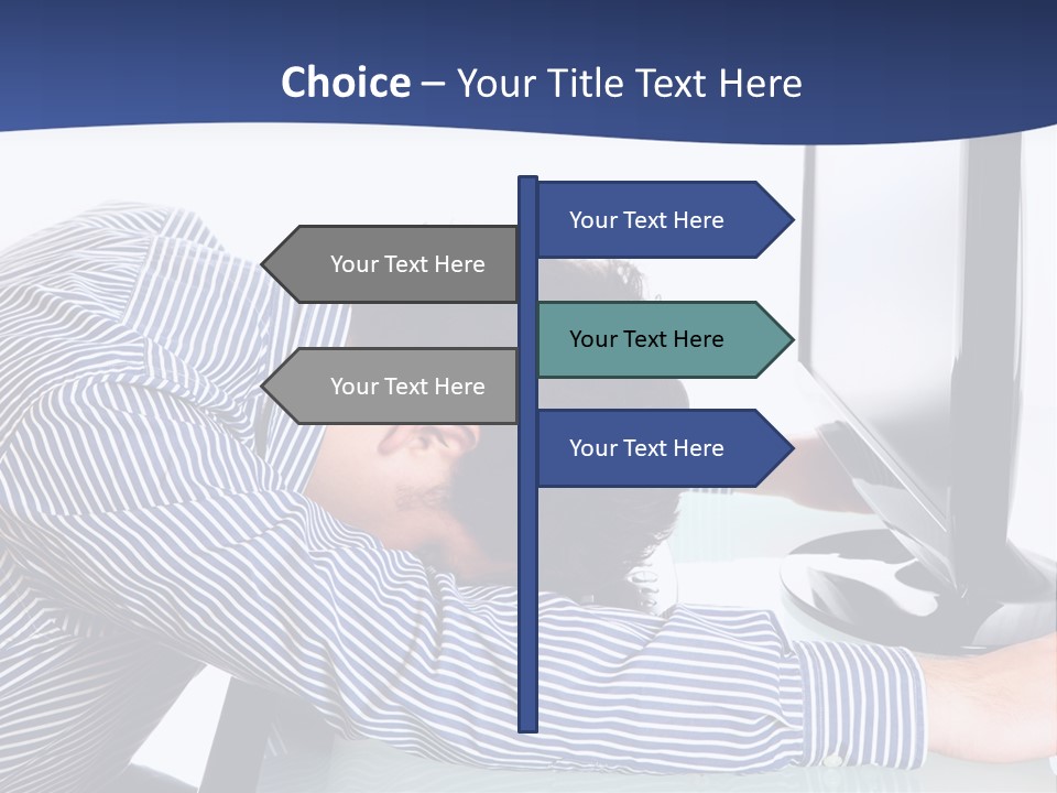 A Man Leaning Over A Computer Monitor With His Head On The Monitor PowerPoint Template