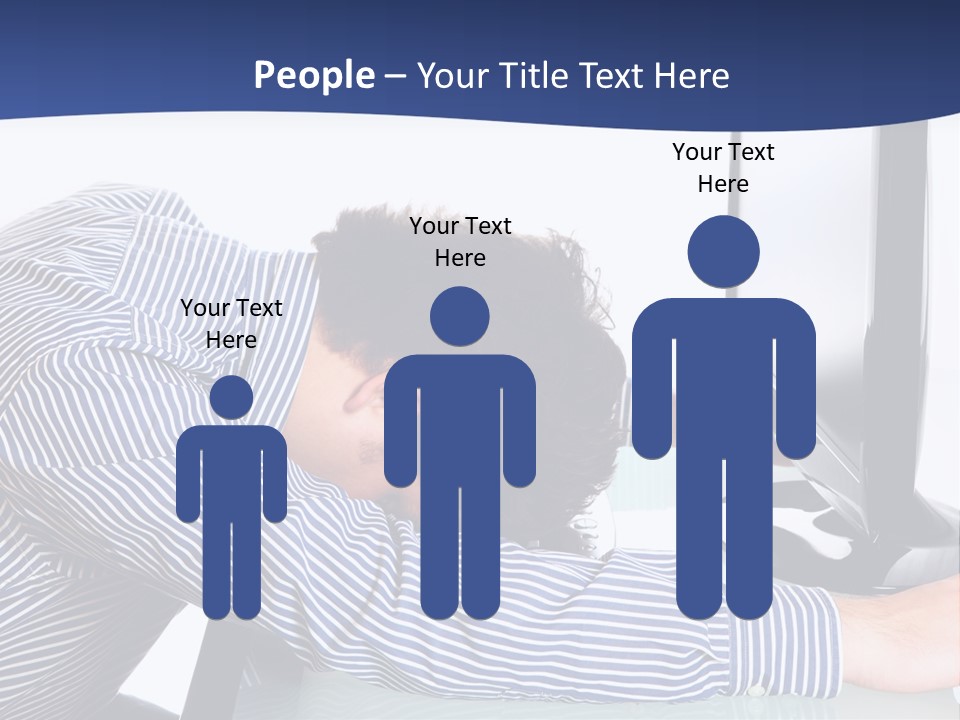 A Man Leaning Over A Computer Monitor With His Head On The Monitor PowerPoint Template