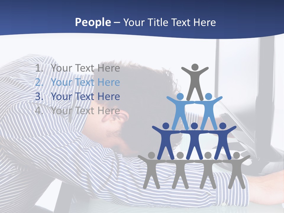 A Man Leaning Over A Computer Monitor With His Head On The Monitor PowerPoint Template