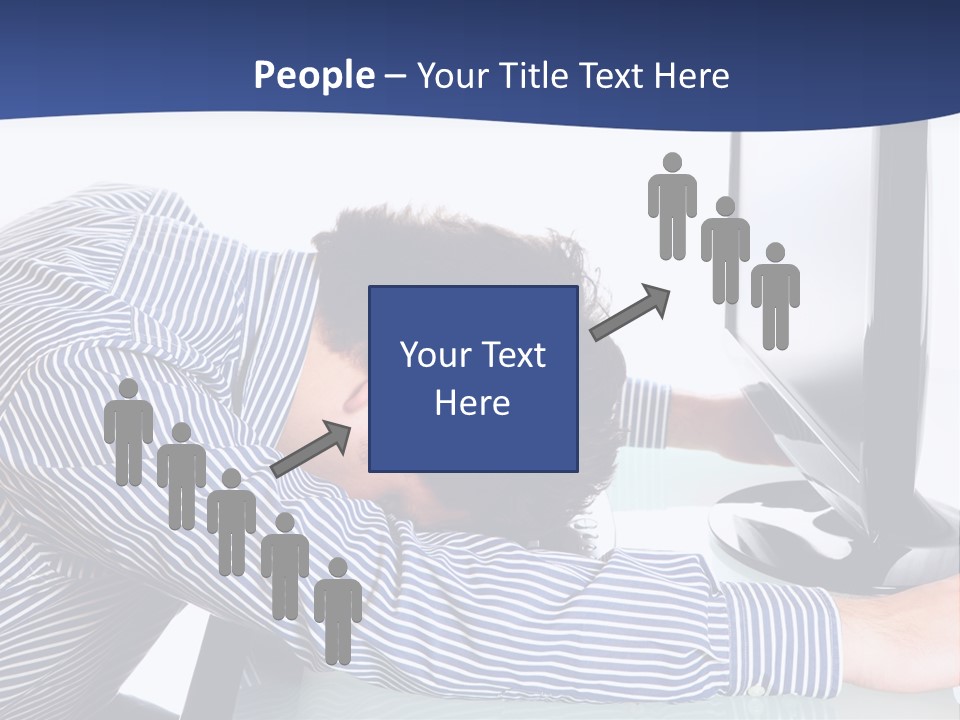 A Man Leaning Over A Computer Monitor With His Head On The Monitor PowerPoint Template