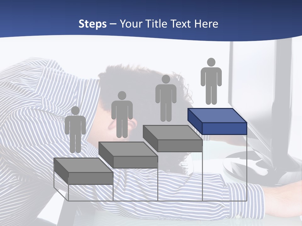 A Man Leaning Over A Computer Monitor With His Head On The Monitor PowerPoint Template