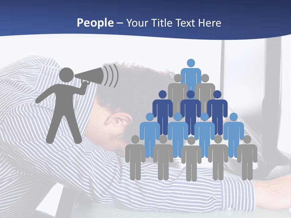 A Man Leaning Over A Computer Monitor With His Head On The Monitor PowerPoint Template