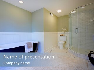 A Bath Room With A Toilet A Bath Tub And A Sink PowerPoint Template