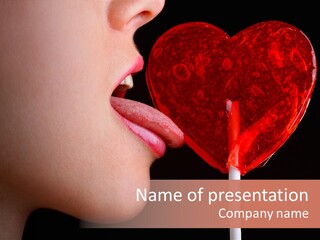 Red Holding Lips PowerPoint Template