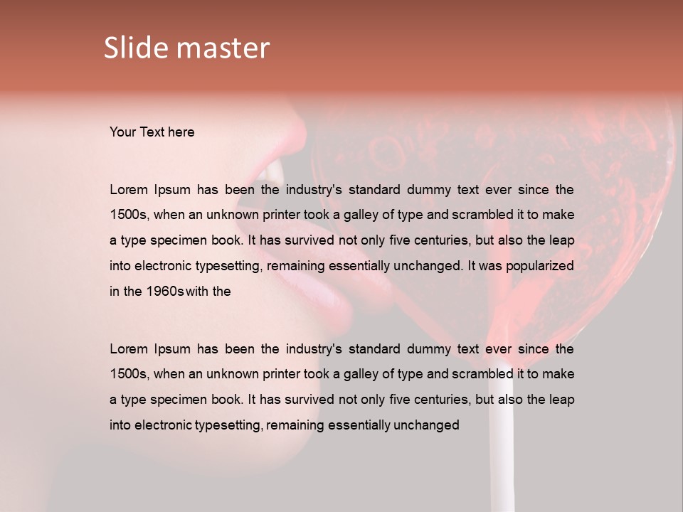 Red Holding Lips PowerPoint Template