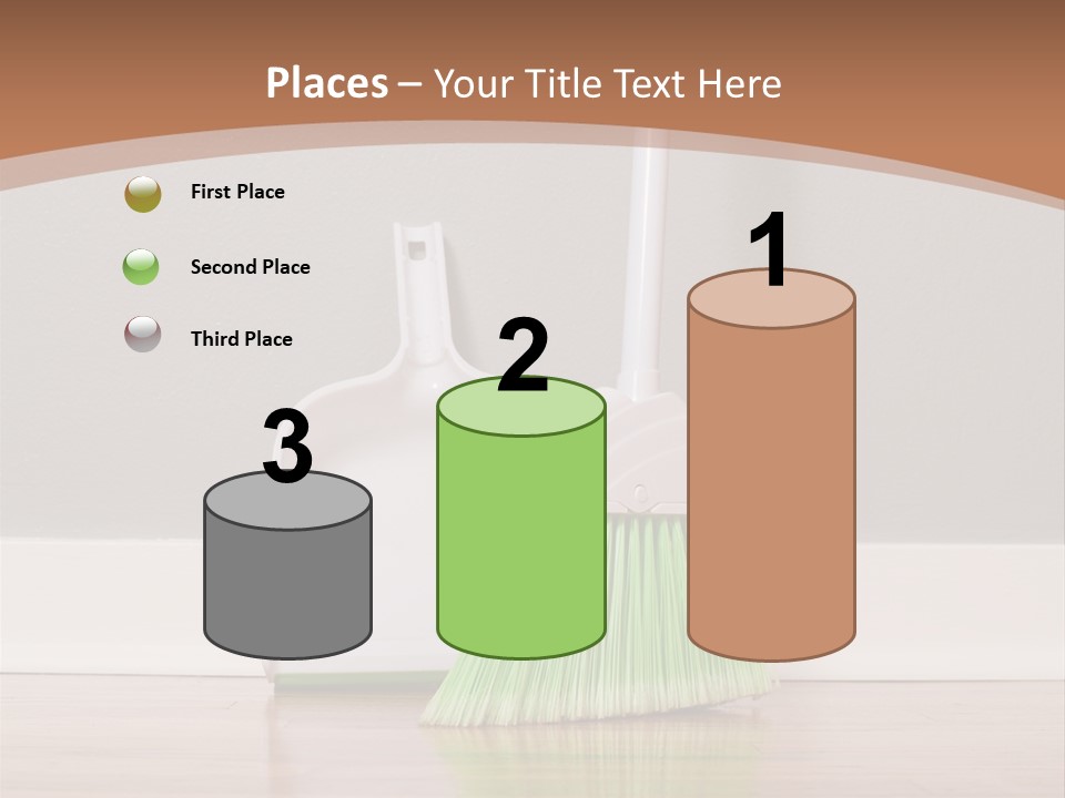 A Broom And A Dustpan On A Hard Wood Floor PowerPoint Template