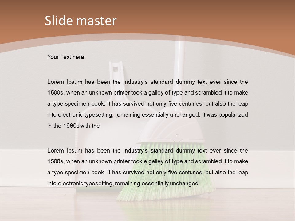A Broom And A Dustpan On A Hard Wood Floor PowerPoint Template