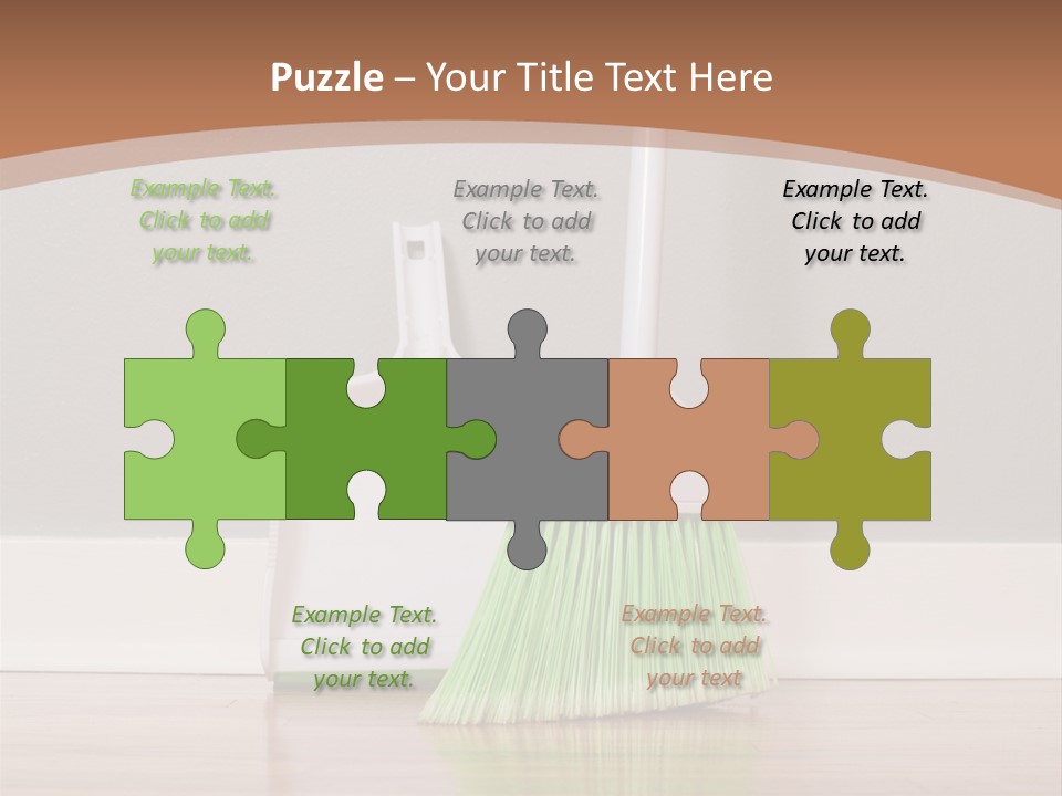 A Broom And A Dustpan On A Hard Wood Floor PowerPoint Template