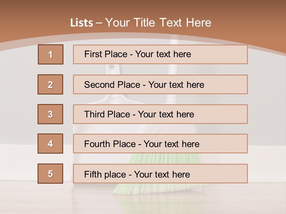 A Broom And A Dustpan On A Hard Wood Floor PowerPoint Template