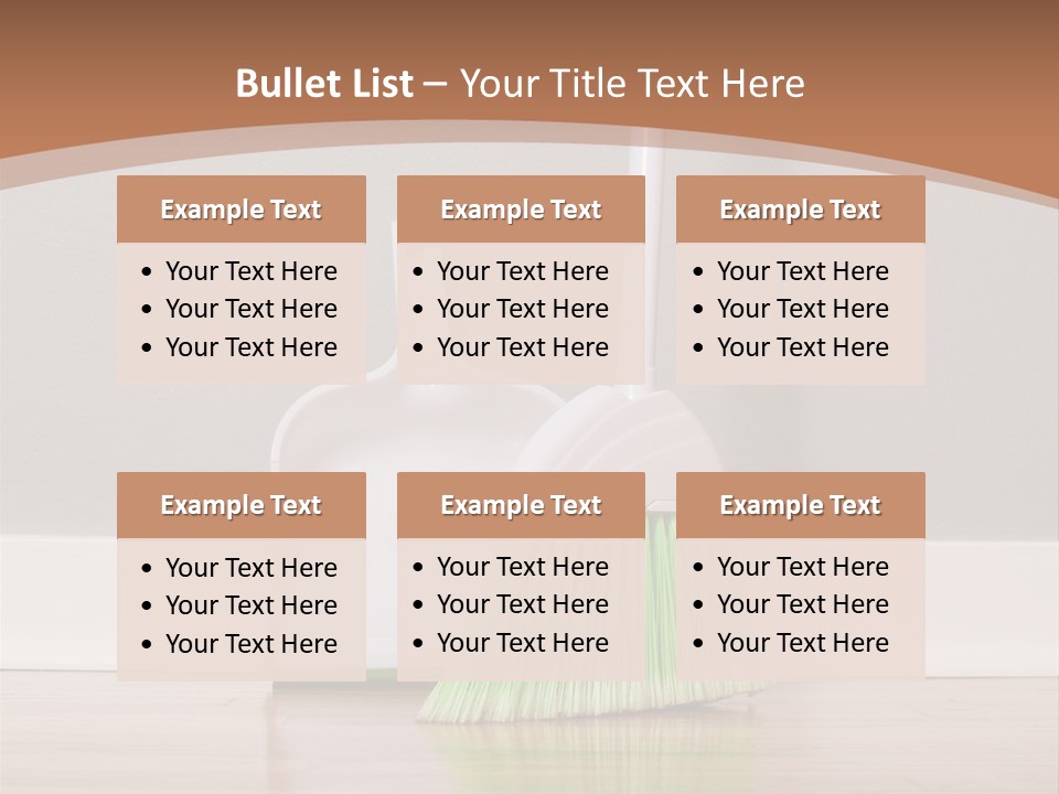 A Broom And A Dustpan On A Hard Wood Floor PowerPoint Template