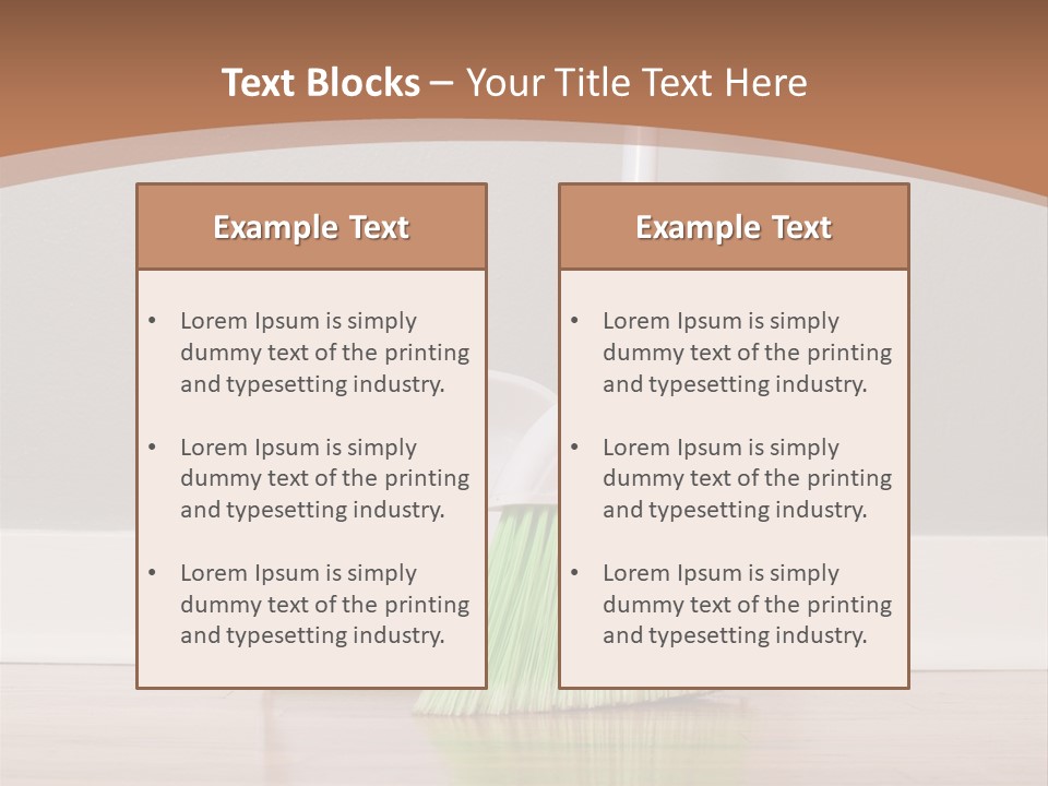 A Broom And A Dustpan On A Hard Wood Floor PowerPoint Template