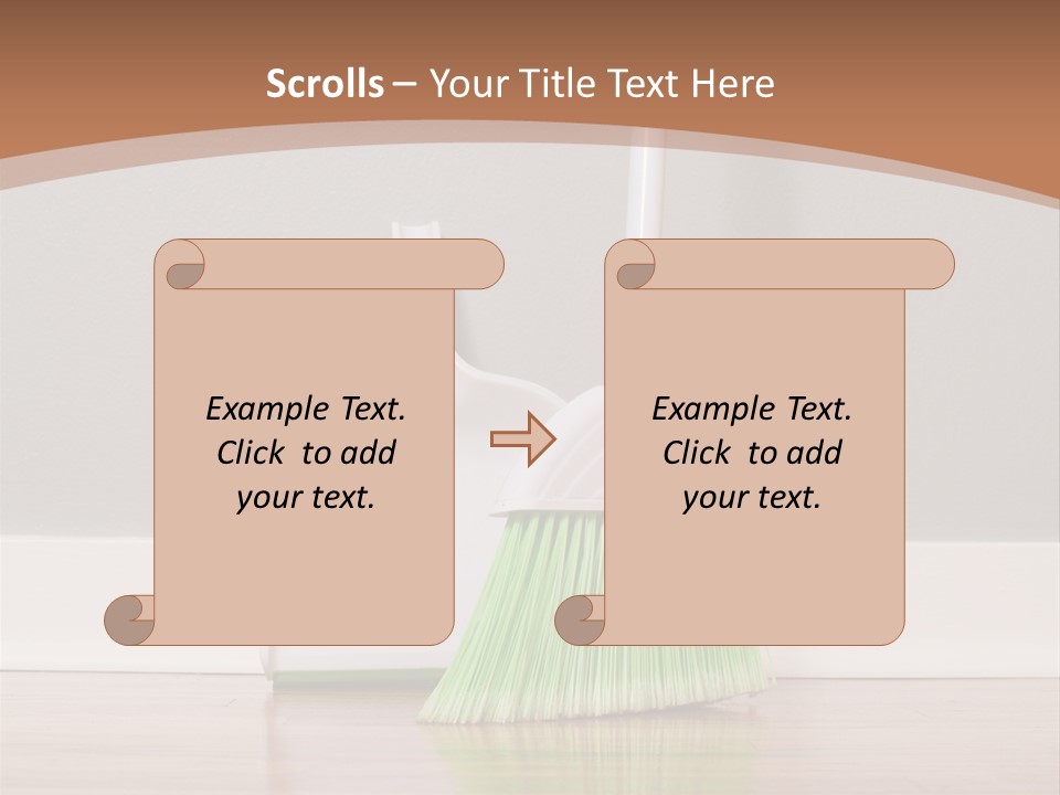 A Broom And A Dustpan On A Hard Wood Floor PowerPoint Template