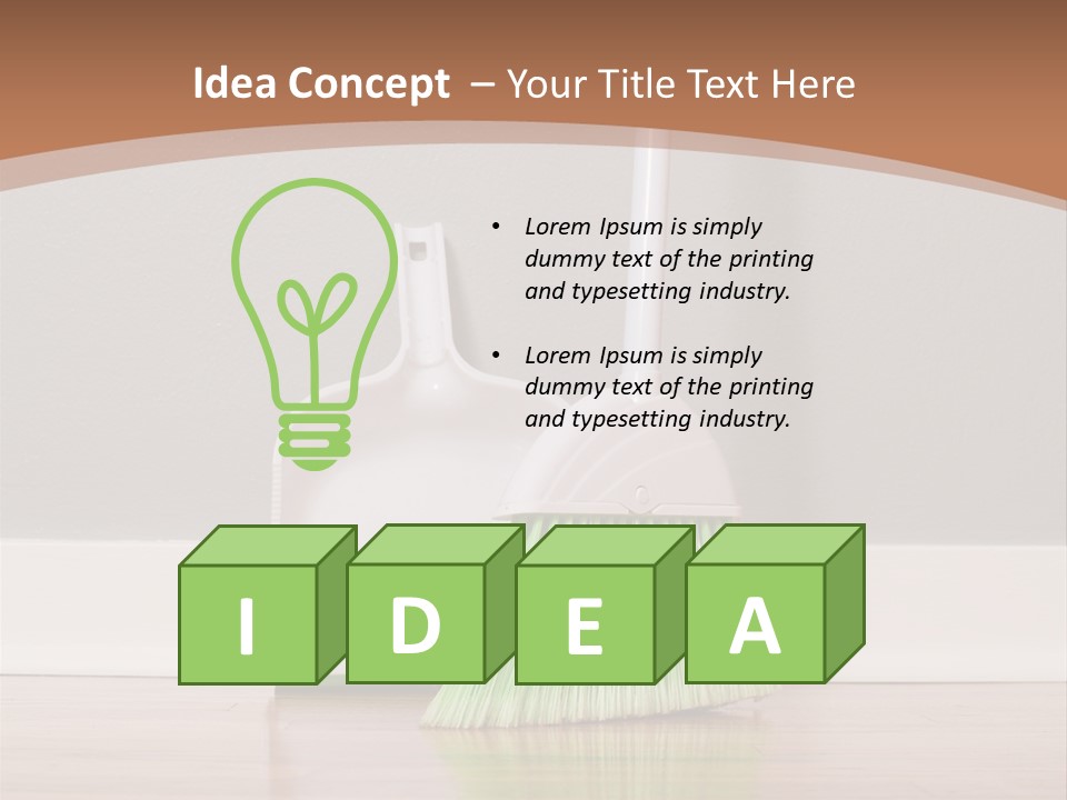 A Broom And A Dustpan On A Hard Wood Floor PowerPoint Template