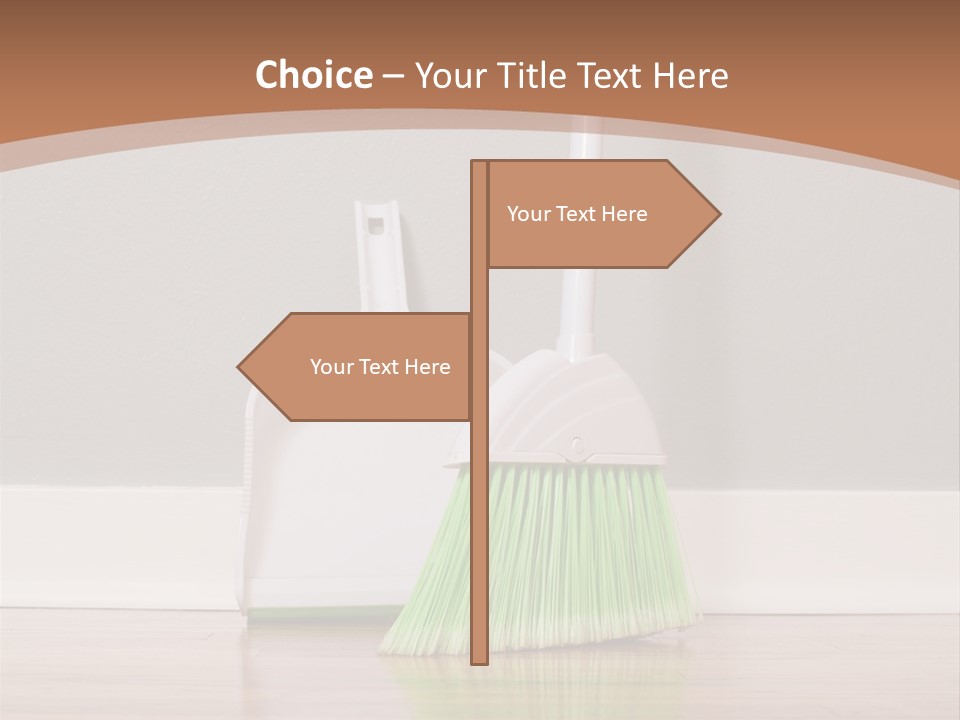 A Broom And A Dustpan On A Hard Wood Floor PowerPoint Template