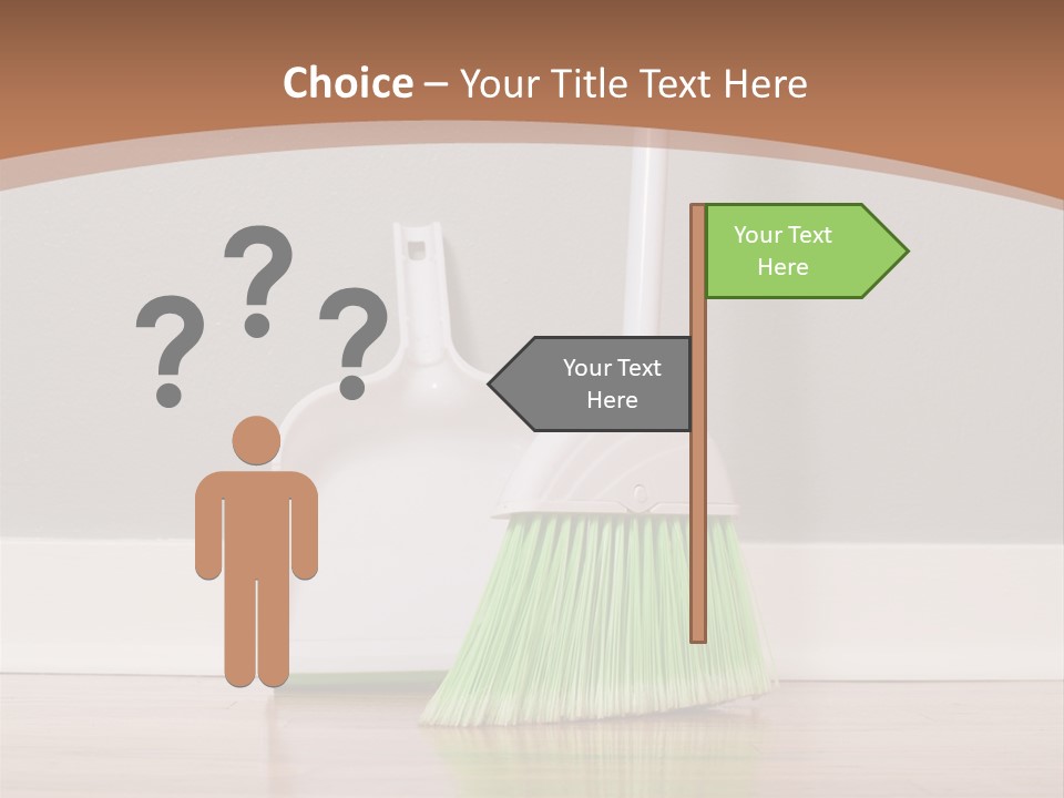 A Broom And A Dustpan On A Hard Wood Floor PowerPoint Template