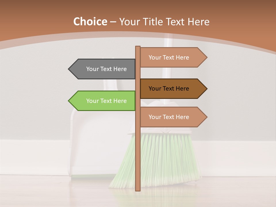 A Broom And A Dustpan On A Hard Wood Floor PowerPoint Template