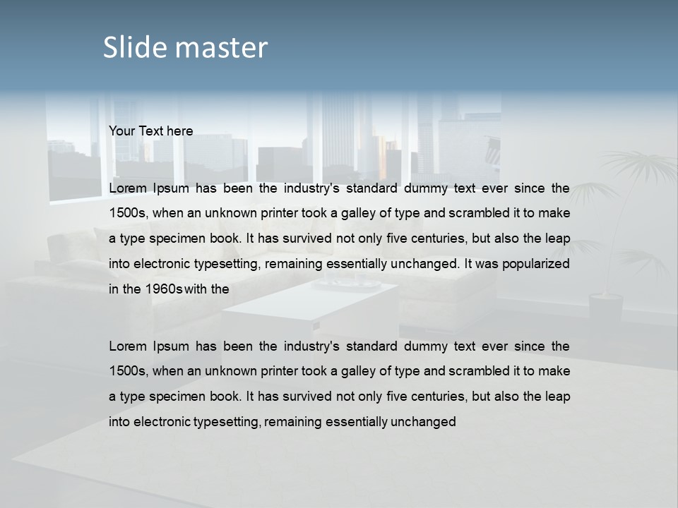 A Living Room With A Couch And A Coffee Table PowerPoint Template