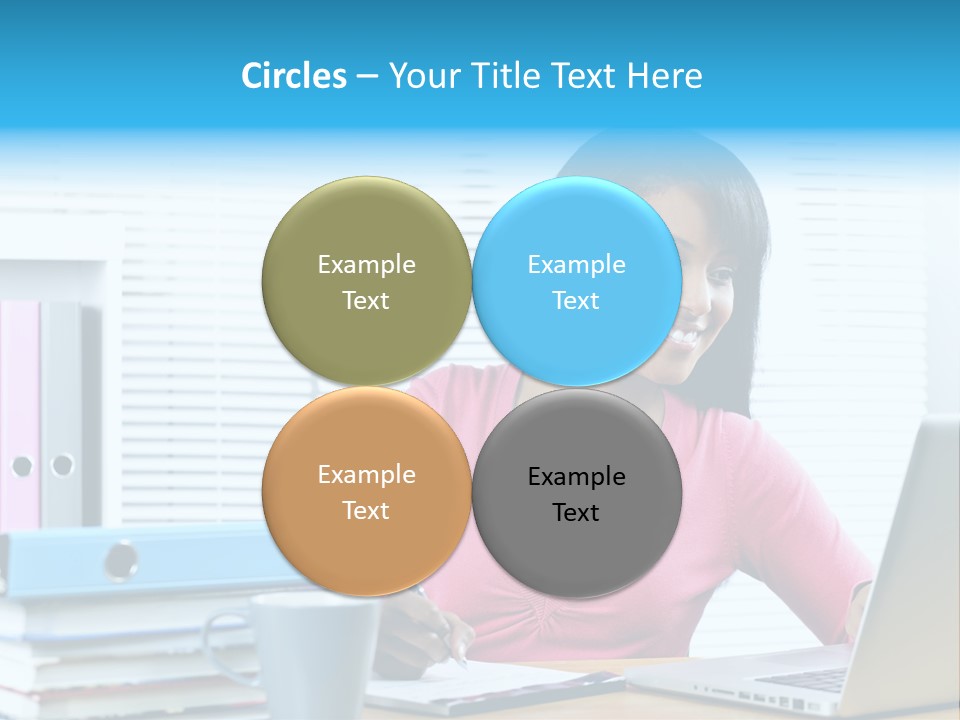 A Woman Sitting At A Desk With A Laptop PowerPoint Template