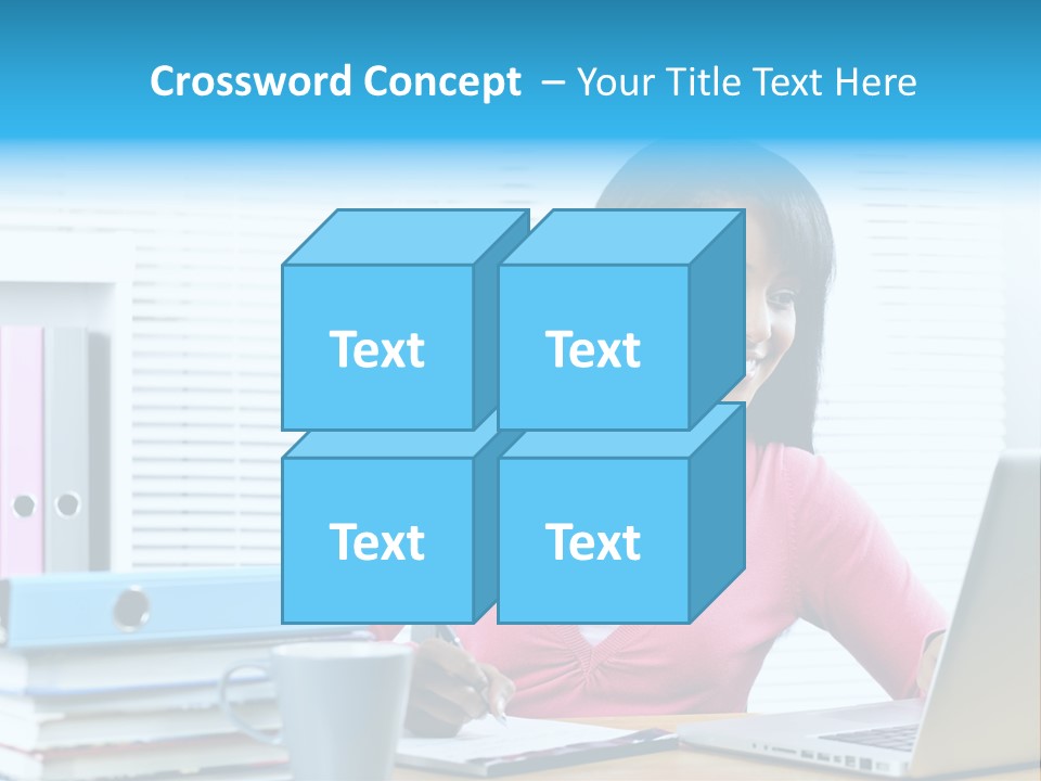 A Woman Sitting At A Desk With A Laptop PowerPoint Template