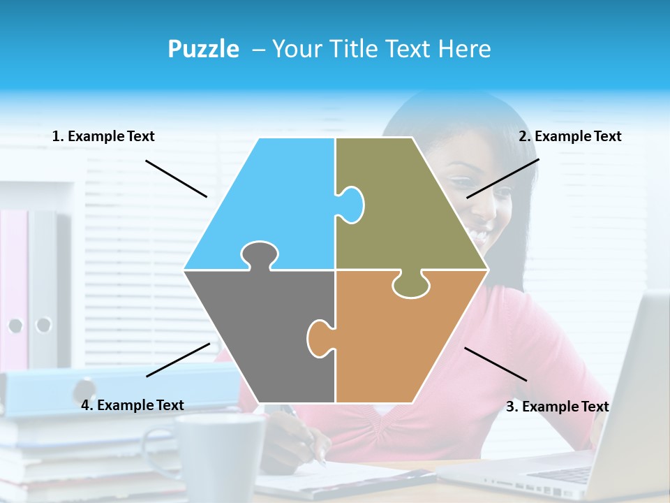 A Woman Sitting At A Desk With A Laptop PowerPoint Template