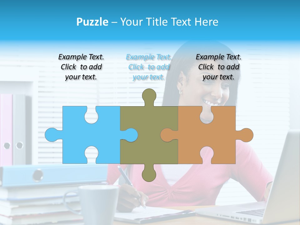 A Woman Sitting At A Desk With A Laptop PowerPoint Template