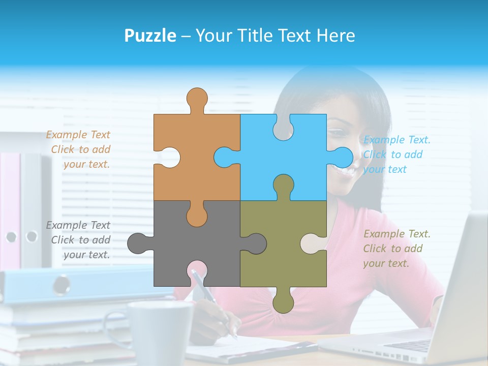 A Woman Sitting At A Desk With A Laptop PowerPoint Template