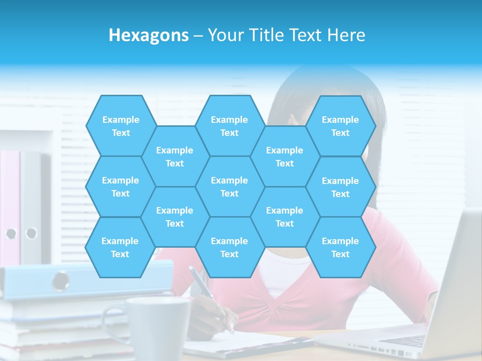 A Woman Sitting At A Desk With A Laptop PowerPoint Template